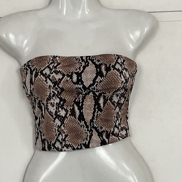 Revamped Swim Top Strapless Snake Print Bandeau Small New - Picture 1 of 4
